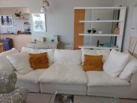 Modular sofa - 3 pces each 1m w x 1m d x .85m h, large kauri sculpture...