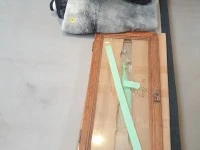 Double Domino Baxter Black Drawer Base, Small Vintage Glass Doors, 2 M...