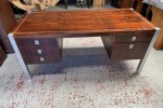 Mid Century Solid Brazilian Rosewood Chrome Frame Desk