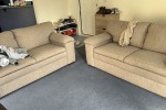 Queen bed, Dining table with chairs, Fridge, Sofa, Coffee table, Digit...