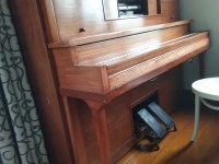 Melton's Pianola. Requires pumping the bellows with foot pedals to mak...