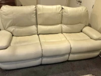 Three seater white leather lazy boy couch, Single seater white leather...