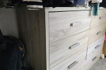 Queen bed, queen bed base, desk, chair, washing machine, eski, bed hea...