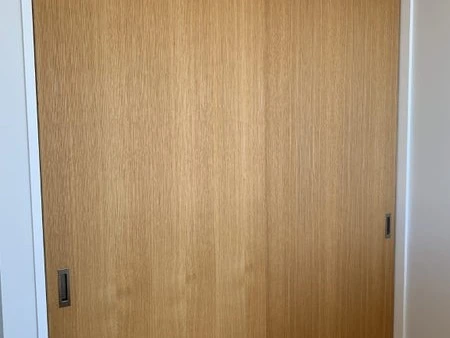 Brio timber double rolling wardrobe doors - unused