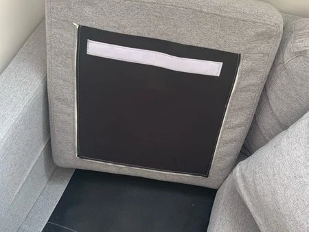 Grey couch with ottoman