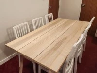 Dining room table and 6 chairs table dimensions below