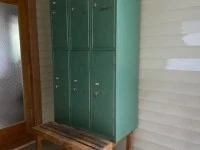 Retro industrial steel locker in metallic green