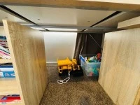 Loft bed with desk, chair & storage