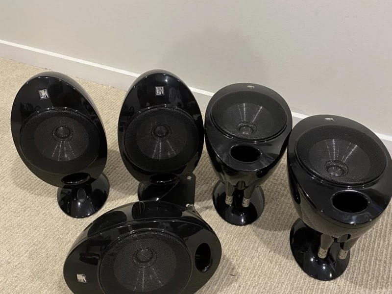 5 oval egg speakers 22cm tall x13cm deep x 13cm wide.