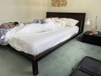 King bed with frame and headboard attached, Bed side tables (2), Couch...