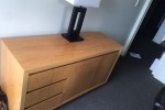 Boardroom table 2700mm x 1050mm x 750mm, cupboard, 8x chairs