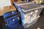 Display cabinet, Plastic box (4), Large box, Suitcase