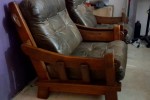 Wood - Leather chairs each