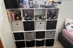 Double bed, computer chair (2), computer table (2), book shelves (2), ...