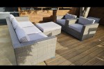 Outdoor couch set 1 x 3 seater, 2x chairs, 1 coffee table - light ratt...