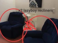 Fridge/Freezer, Dining Table, Six Dining Chairs, Two 2-seater couches,...