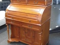 Roll top writing desk - antique re-production -mahogany wood