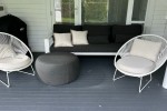 Outdoor couch, Single outdoor chair (2), Footstool/poof