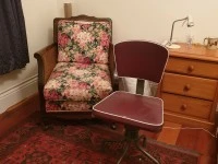Double bed, Desk, Armchair
