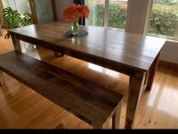 Large rimu dining table and bench seats