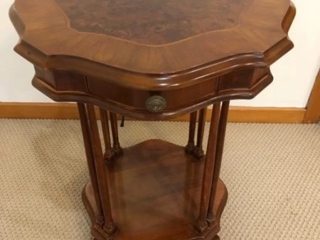 Mahogany / burr walnut wood side table