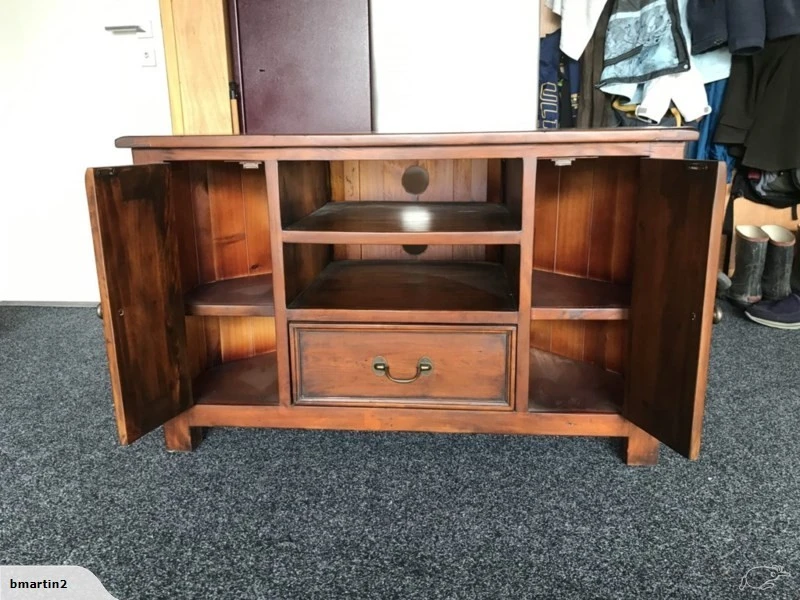 Stained pine TV cabinet