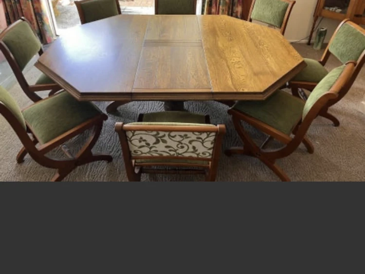 Large dining table with8 chairs, 3 seater sofa