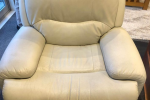 Three seater white leather lazy boy couch, Single seater white leather...