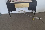 Queen bed, 2 medium cabinets, small drawers, one seater sofa