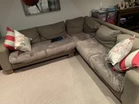 5 seat corner piece Lounge suite, 2 seat sofa, Coffee table, 8 seat di...