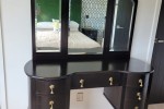 Georgous oak dressing table with beveled mirrors.