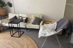 Retro modernist designer White leather couch from homage 3 seater mode...