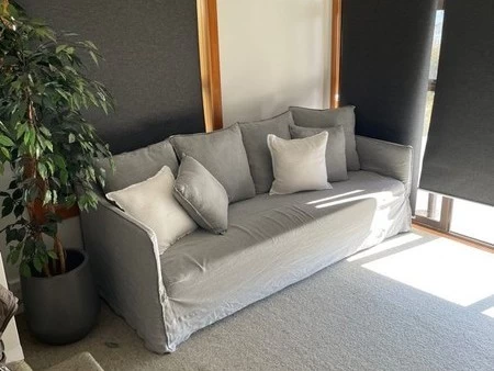 Beautiful grey linen couch