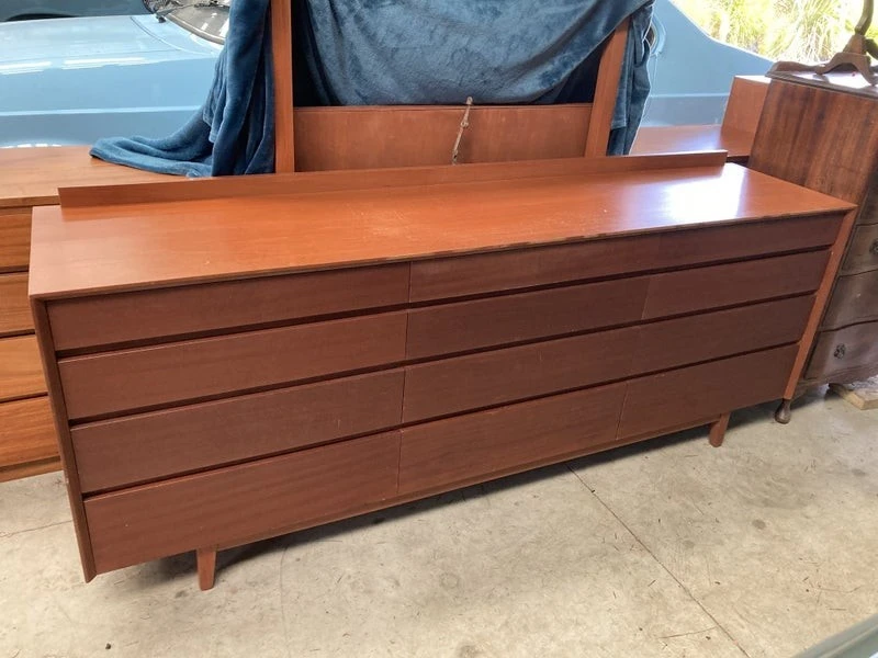 Genuine vintage mid-century solid wood bedroom suite