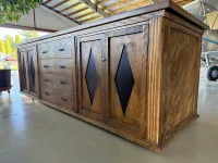 Large wooden cabinet on wheels