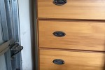 2 xbook shelf, 2 x chest of drawers, 1x glass cabinet