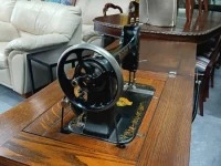 Vintage oak sewing machine and table