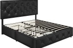 Queen Size Bed Frame with 4 Storage Drawers and USB Ports