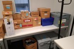 Loose items on tables and trolleys and file cabinets etc