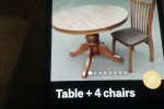 Round Dining table and 4chairs table top separate from the pedestal