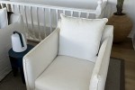 2 White 100% Linen Armchairs - RRP $3,600. Grab a bargain, Armchair