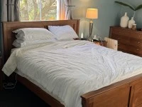 King Sized bed frame able to be broken down into bed head, rails and b...
