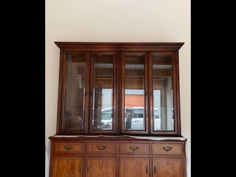 Hardwood & Glass Display Cabinet - Top and Bottom can be separated, Co...