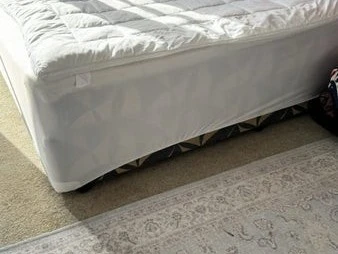 Solid Queen bed base and innerspring mattress