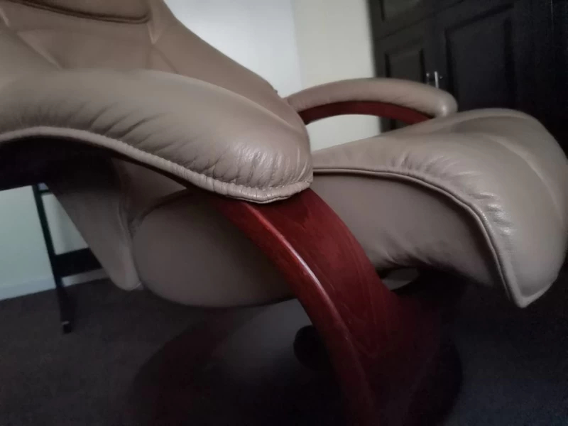 Leather Recliner Armchair and Footstool