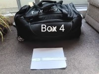 Box 1. Transparent small box, Box 2. Shoe box, Box 3. White cloth bag,...
