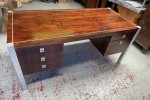 Mid Century Solid Brazilian Rosewood Chrome Frame Desk