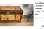Wooden  chest 48 cms by 88 cms by 44 cms