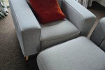 Lounge Chair + Poof, Single door fridge, Boxes of tools, Washer, Dryer