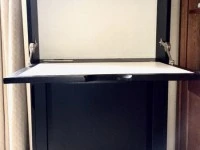 Laptop work station with drop leaf desktop - A real space-saver